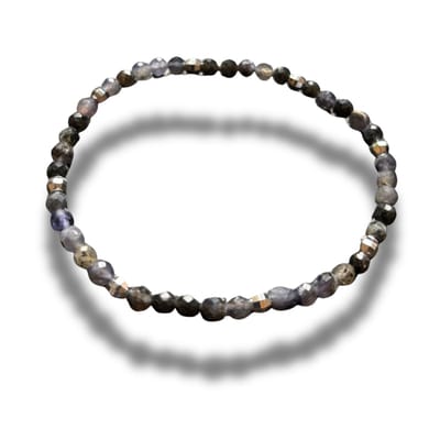 Armband - natuursteen - cordiriet gefaceteerd - 4 mm - 18 cm - zilverkleurige elementen