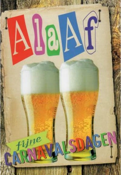 Alaaf! Een feestelijke kaart speciaal voor Carnaval. De biertjes staan al klaar en het feest kan beginnen! Een fijne Carnaval! Een leuke kaart om zo te geven of om bij een cadeau te voegen. Een dubbele wenskaart inclusief envelop en in folie verpakt.
