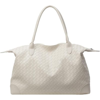 Dames Dagelijks Nep Gebreide Grote Capaciteit Waterdichte Handtas Reistas Huishoudelijke Kleding Opbergtas white