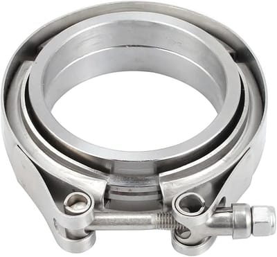 63mm RVS V Band Klem met Male en Female Flens, Lasringen en Centreringsringen voor Turbo Uitlaatsystemen, Snelle Bevestiging voor Uitlaatbuizen