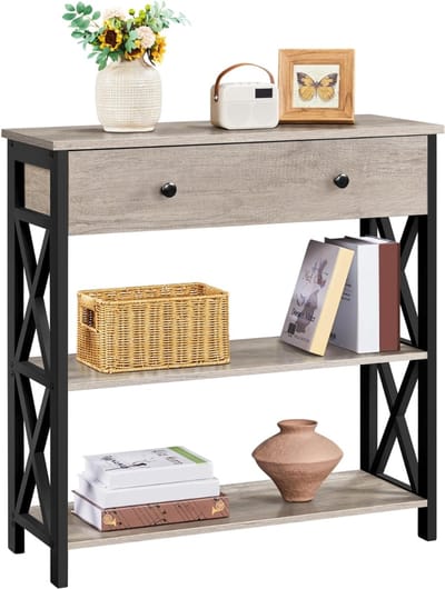 White-Label® Wandtafel - Dressoir Kasten - Haltafel - Zwart - Industrieel