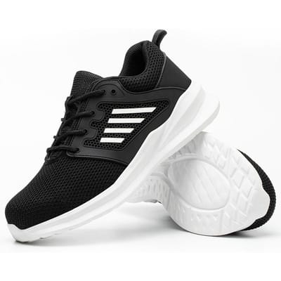 Unisex Ademende Lichte Veiligheidsschoenen van Mesh voor Mannen Vrouwen Onverwoestbaar Anti-Verpletterend Casual Stalen Neus Veiligheidsschoenen 41 black