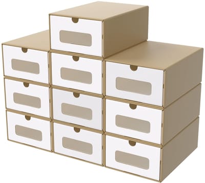 Dailygoods- Schoenendozen Stapelbaar - Opbergdoos met Kijkvenster - Schoenenorganizer - Hoogwaardig Kraftpapier - Duurzaam Golfkarton - Flexibele Stapelfunctie - Opbergdozen