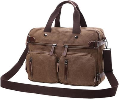 Canvas Laptop Aktetas Convertible 3-in-1 Rugzak - Messenger Schoudertas Handtas Multifunctioneel - Reis En Werktas Voor 17,3 Inch Laptop - Unisex Design Voor Mannen En Vrouwen