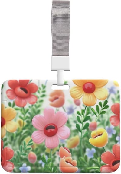 Kaart Badge Houder - Naamplaatje ID - Veilig Identificeren - Waterdicht Stofvrij - 10.2 x 7.6 cm - Gelukkige Bloem
