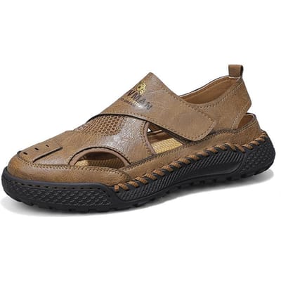 Sandalen Heren Zomer Outdoor Casual Handgemaakte Stiksels Schoenen Upstream Schoenen Autorijden Lichtgewicht Ademend Mesh Strand Schoenen 46 bruin