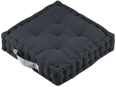 Stof Textile Vloerkussen DUO - antraciet - katoen - 45 x 45 x 10 cm - vierkant - Extra dik - extra zitplaatsen - spelen - gamen - relaxen