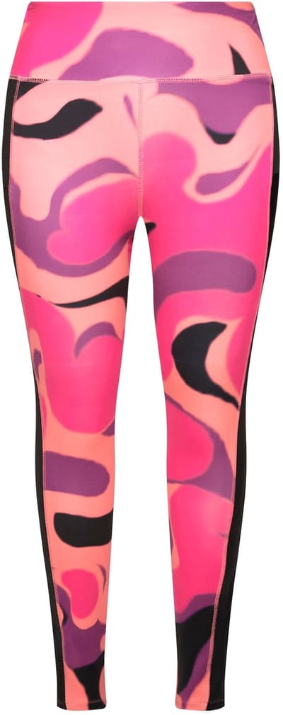 Ulla Popken - Dames - Sportlegging sneldrogend hoge taille gerecycled - Bessenroze - Maat 46+