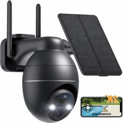 Wifi Camera Buiten - Draadloze Camera - Beveiliging Huis - Met Zonnepaneel - 2K Resolutie - Zwart