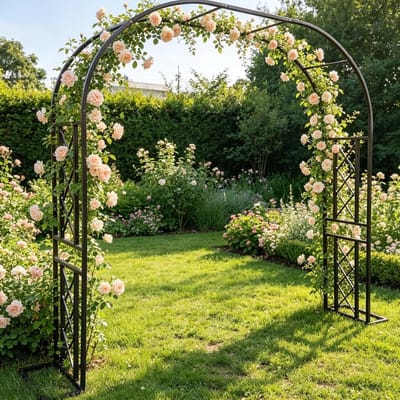 Rozenboog Metaal - Tuinboog Klimplant - Decoratie Tuinfeest - Verdikte Vierkante Buis - 220x40x230cm - Brons