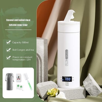 Draagbare elektrische waterkokers Thee Koffie Waterkoker Mini Reis Water koken Stoofbaar Warm houden Apparaten Thermo Anti-verbrandingsfles EU