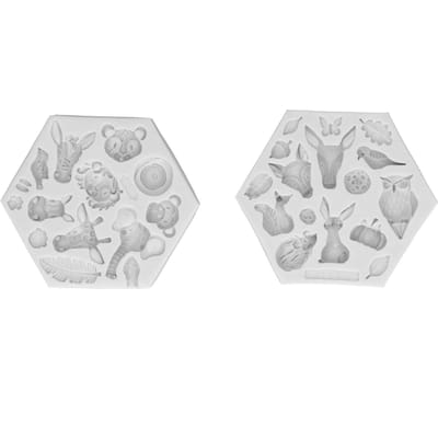2 Stuks/Set Dierenpatroon Siliconen Fondantvorm Chocolade Zeep Cake Maker Vorm Bakgereedschap Grijs gray