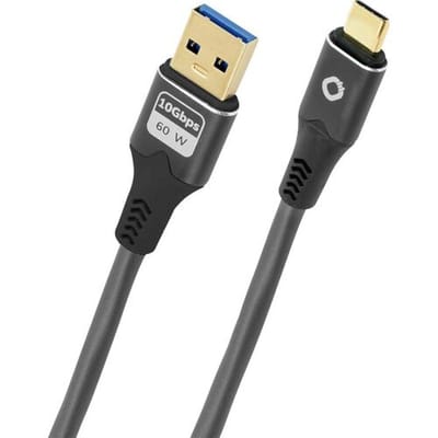 Oehlbach D1C9373 USB-kabel USB 3.2 Gen1 USB-C stekker, USB-A stekker 2 m Antraciet Vergulde steekcontacten