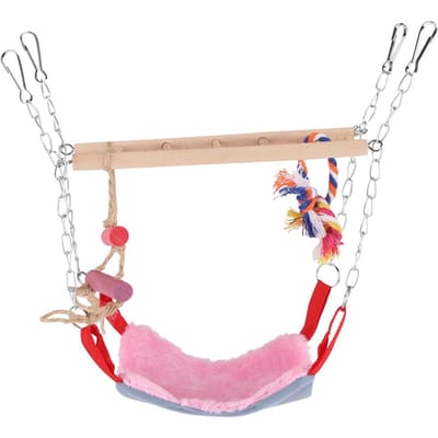 Animaux de compagnie Oiseaux Perroquet Jouet d'escalade Balançoire colorée Échelle Accessoires de lit Décoration à suspendre Rose beige