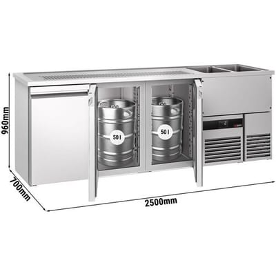 GGM Gastro Biertheke PREMIUM - 2500x700mm - 3 Türen Zilver