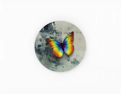 Rond Schilderij - Vlinder Print op Muurcirkel - Wanddecoratie - 40 cm