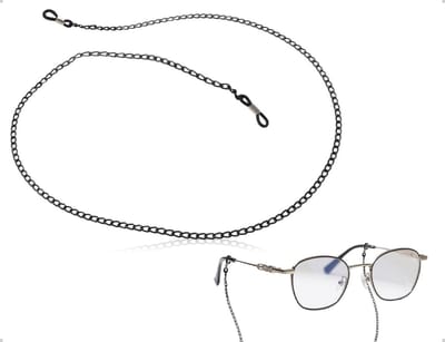 Non-slip brillenkoord voor mannen en vrouwen, metalen brillenketting geschikt voor thuis, werk, school en sportactiviteiten - Zwart