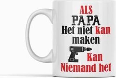 Witte koffie mok /Passie voor stickers Witte koffie mok / beker met tekst: Als papa het niet kan maken kan niemand het - rood