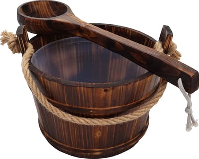 Saunacuip met inzetstuk MCW-B26, sauna accessoires saunacuip sauna opgietlepel, dennenhout 3,5 L ~ donkerbruin