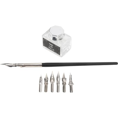 Kalligrafie Pennenset Retro Bloemen Duurzaam Antislip Handvat Dip Pen Pak voor Leraar Ouderen Geliefde white