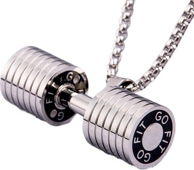 My Sweet Romance® Sport Halsketting – Fitness ketting | Dumbbell sieraad | krachttraining -Dumbbell / Halter Hanger – 60 cm RVS – Zilver