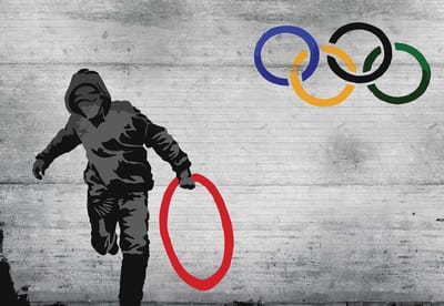 Fotobehang Banksy Graffiti Concrete | XL - 208cm x 146cm | 130g/m2 Vlies