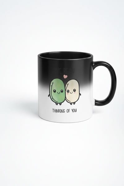 Magische Mok 'I'VE BEAN THINKING OF YOU' | Hittegevoelige Koffiemok met Lieve Bonen