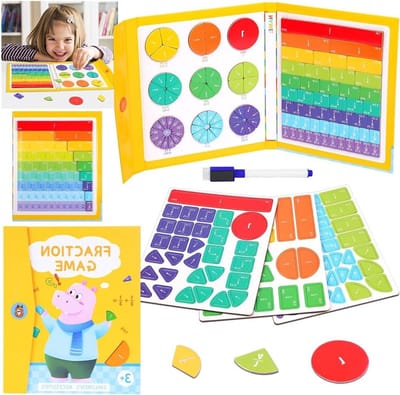 Educatieve Wiskundespellen - Magnetische Puzzel voor Breuken, Tegels voor Breuken Leren en Spelenderwijs Rekenen