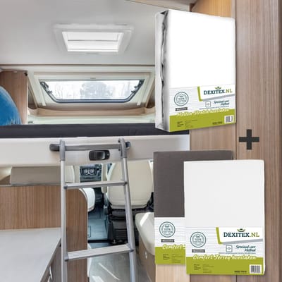 Dexitex hefbed 1 x Molton & 1 x Hoeslaken Antraciet & 1 x Hoeslaken Wit / Geschikt Camper