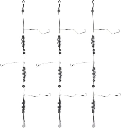 Set van 3 Vissen Rigs met 3 Haken voor Platvis, Sole en Bot - Nylon Vistrap en Voederbak