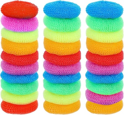 30 Stuks Ronde Nylon Afwasborstels en Scourers voor Krassenvrije Keukenreiniging en Schoonmaak