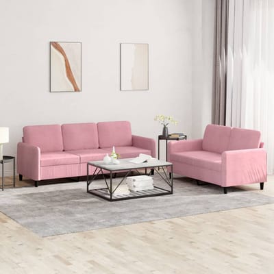 vidaXL - 2-delige - Loungeset - fluweel - roze
