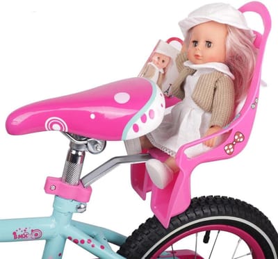 Poppenfietsstoeltje - Knuffelfietsstoeltje Speelgoedstoeltje - Kinderfiets Decoratie - Eenvoudig te Installeren - 36 x 14 cm - Roze
