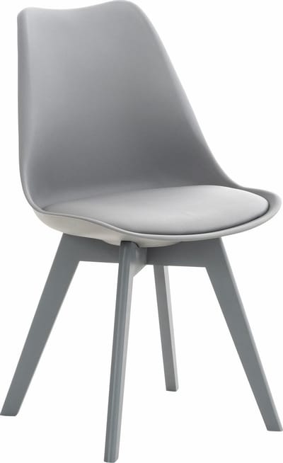 CLP Linares Eetkamerstoel - Design Keukenstoel - Scandinavisch Kuipstoel - Houten Poten Kunststof/grijs/grijs