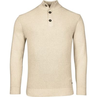 Baileys Trui Uni Color Half Zip Buttons Front Fisherman Rib Tight Knit Kitt / male
