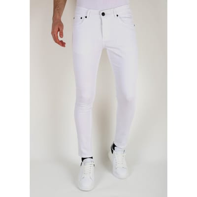 Jeans Heren - Spijkerbroek Heren Volwassenen - Nette Witte Heren Slim fit Spijkerbroek met Stretch - DP105