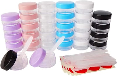 30 Stuks 10ml Lege Monsterpotjes, Kleine Plastic Cosmetische Potjes voor Reizen, Ideaal voor Crèmes, Make-up en Lipgloss