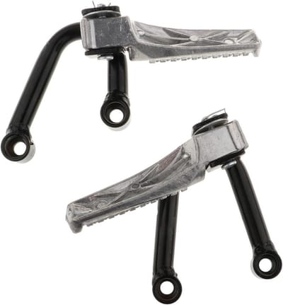 Motorfiets Voetsteunen - Pedaal Beugel - Comfortabel Rijden - Antislip Ontwerp - Universeel Paar - Zwart Zilver