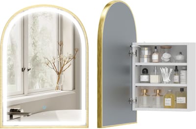HOMCOM Spiegelkast - Gehard glas, spaanplaat - 50 x 14,5 x 70 cm - Goud