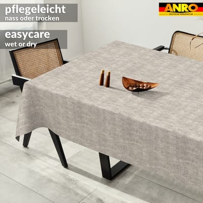 ANRO Tafelkleed Effen linnenlook Grijs 180x140cm Rechte rand Afwasbaar Waterafstotend