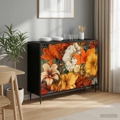 vidaXL - Dressoir - GENNEP - Zwart - eiken - 102 - x - 33 - x - 76 - cm - Bewerkt - hout