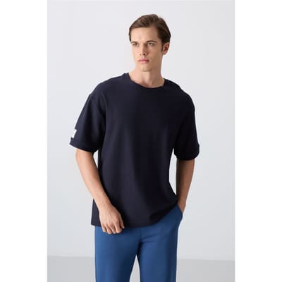 Heren Oversized Crew Neck T-Shirt Met Patch