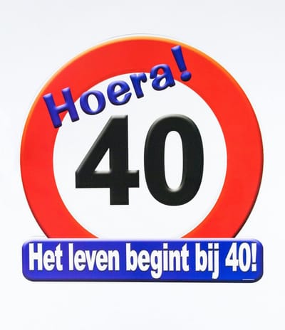 40 jaar verjaardag stopbord - D50 cm - leeftijd feestartikelen - verkeersbord - karton - huldebord - deurbord