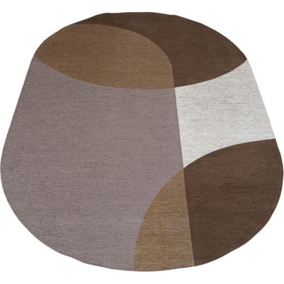 Vloerkleed Eli Brown - Ovaal 200 x 290 cm - Design Ovaal Vloerkleed met Grafische Vormen