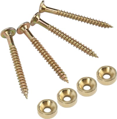 4 Sets Bushing Set voor Gitaarhals met Bevestigingsschroeven en Voetbout Accessoires voor Elektrische Gitaar en Basgitaar - Goudkleurig, RVS, Duurzaam