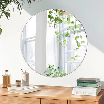 Ronde Spiegel van 40 cm zonder Rand - HD Zelfklevende Decoratieve Spiegel voor Badkamer, Woonkamer en Hal