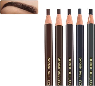 Waterproof Oogbrauwpen voor Perfecte Oogbrows, Verwijderbare Oogschaduw, Set van 5 Kleuren: Roodbruin, Donkerbruin, Lichtbruin, Zwart en Grijs