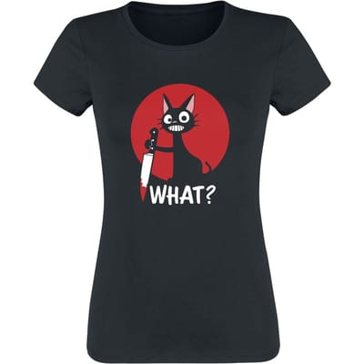 Tierisch - Fun T-shirt - What? - S tot 3XL - voor Vrouwen - zwart
