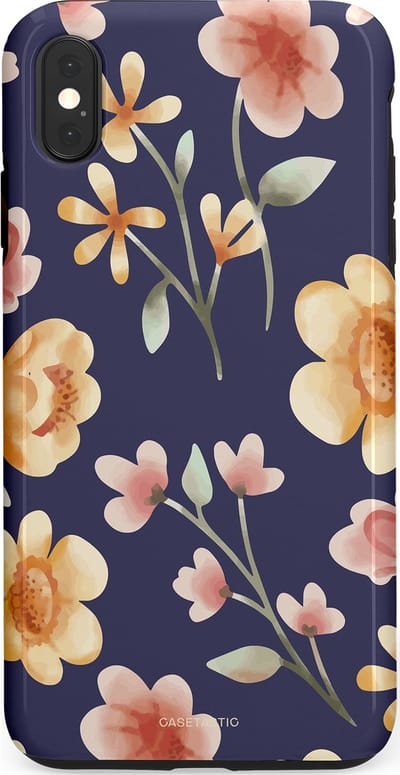 Casetastic Hoesje Geschikt voor Apple iPhone Xs Max - Stijlvolle Beschermende Duo-layer Case - Fluweel Bloemendesign