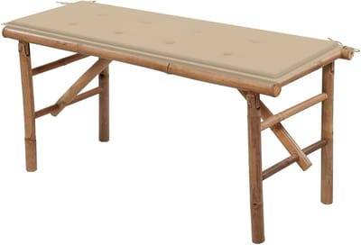 Opvouwbare tuinbank - Bamboe bank - Buiten ontspannen - Inclusief comfortabel kussen - 118 cm - Natuurlijk